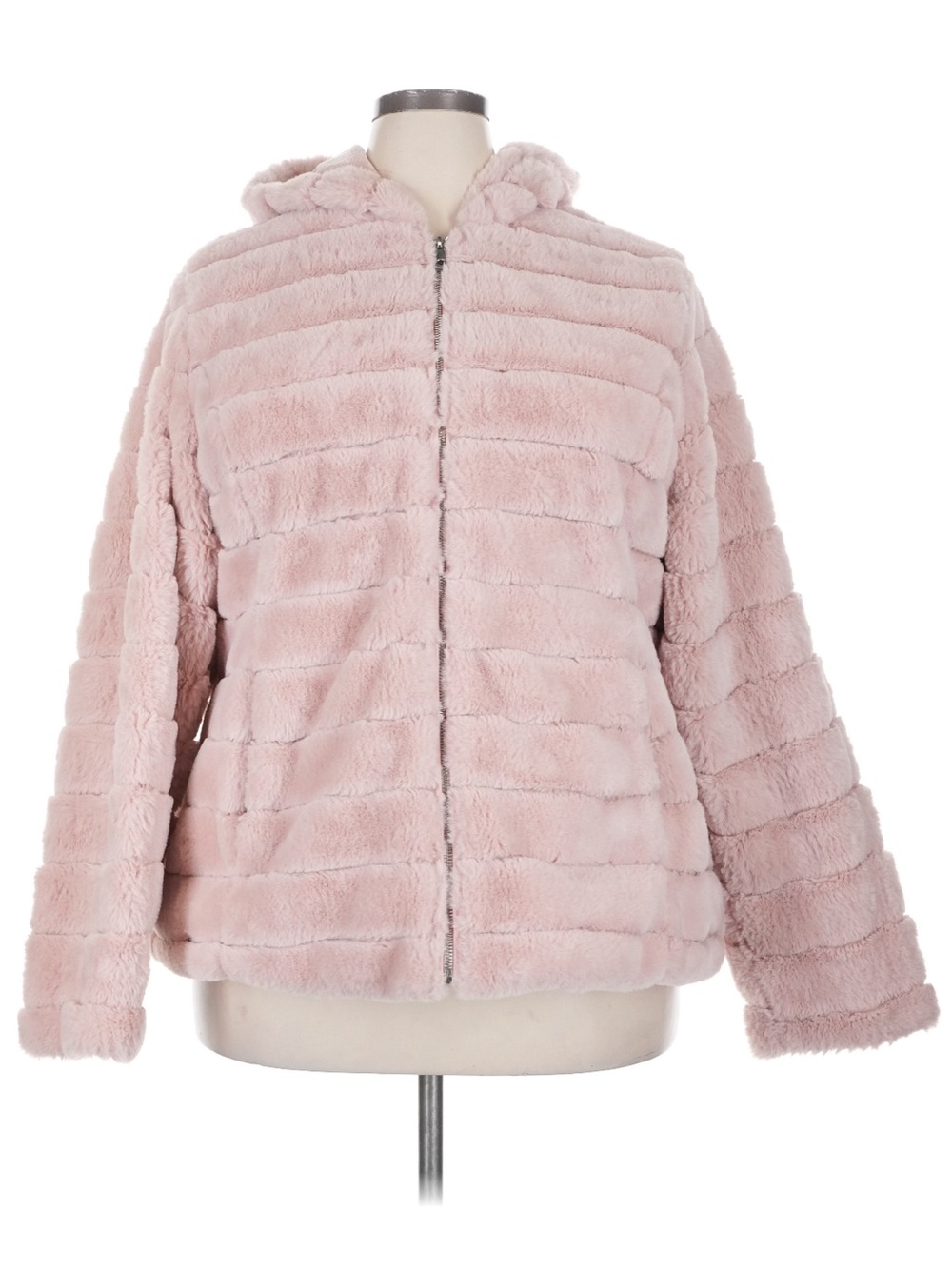 XXL Cozy Blush Pink Faux Fur Zip Hoodie